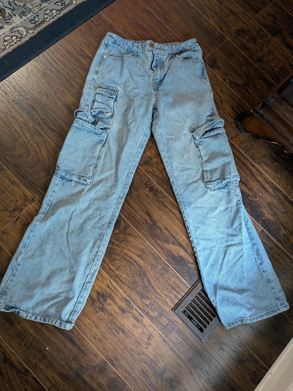 Light Blue Denim Cargo Pants
